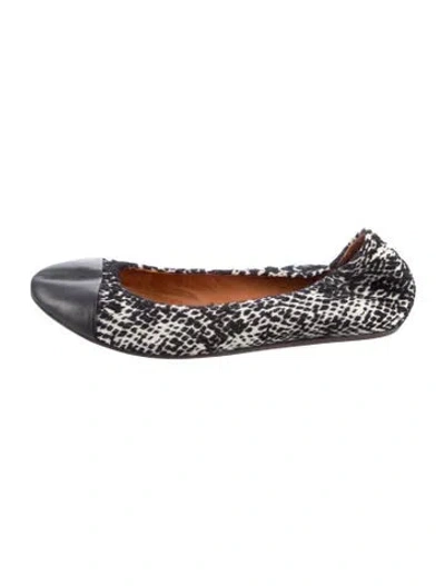 Pre-owned Lanvin Leather Polka Dot Print Ballet Flats In Black
