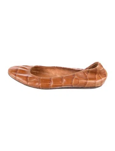Pre-owned Lanvin Leather Printed Ballet Flats In Brown