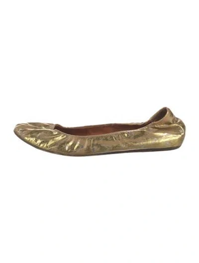 Pre-owned Lanvin Leather Printed Ballet Flats In Gold