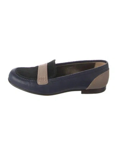 Pre-owned Lanvin Leather Printed Ballet Flats In Metallic/orange