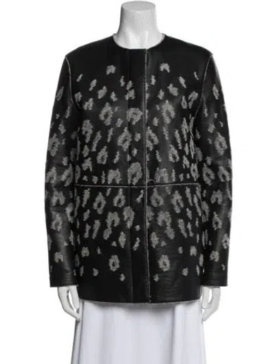 Pre-owned Lanvin Leather Printed Evening Jacket In Black