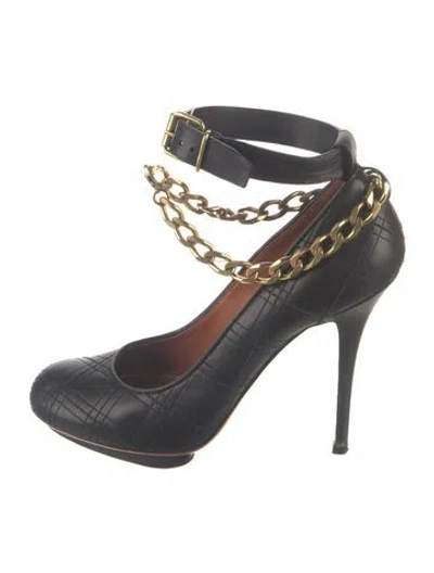 Pre-owned Lanvin Leather Printed Pumps In Black