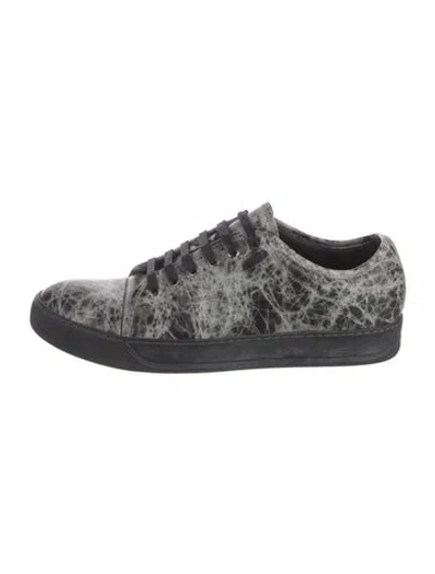 Pre-owned Lanvin Leather Printed Sneakers In Black