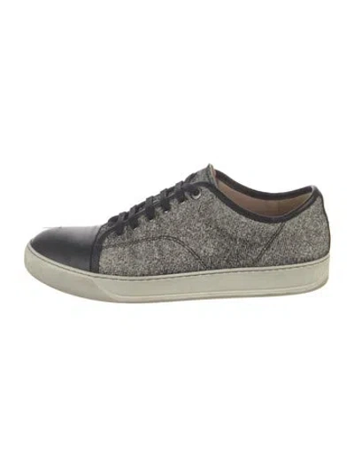Pre-owned Lanvin Leather Printed Sneakers In Black