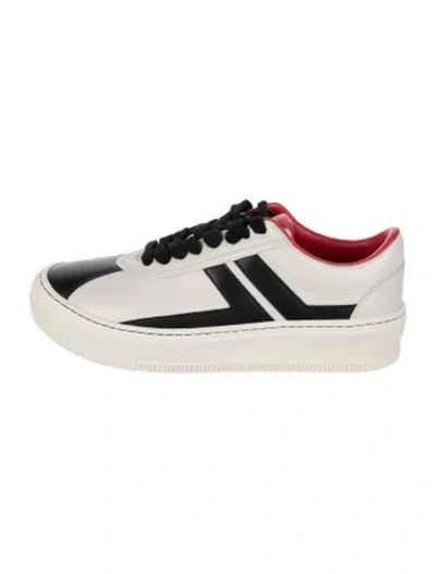 Pre-owned Lanvin Leather Printed Sneakers In Black