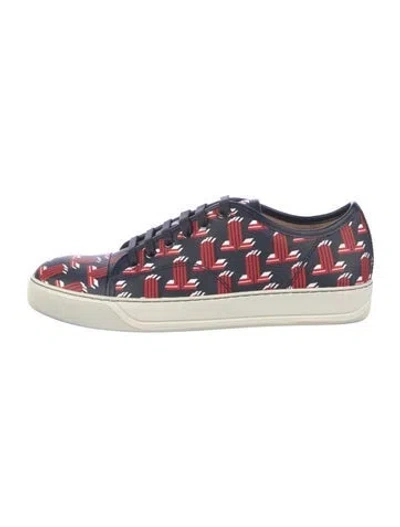 Pre-owned Lanvin Leather Printed Sneakers In Blue/red