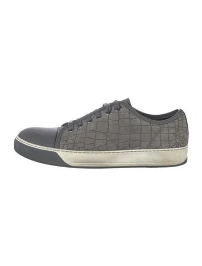 Pre-owned Lanvin Leather Printed Sneakers In Gray