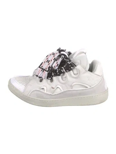 Pre-owned Lanvin Leather Printed Sneakers In Gray