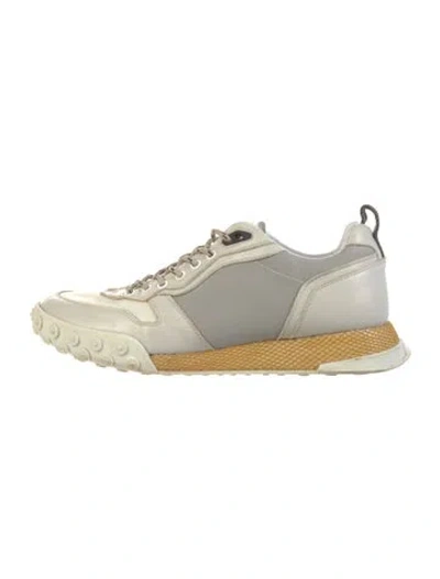 Pre-owned Lanvin Leather Printed Sneakers In Neutral