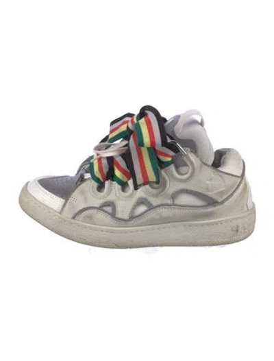 Pre-owned Lanvin Leather Printed Sneakers In Neutral