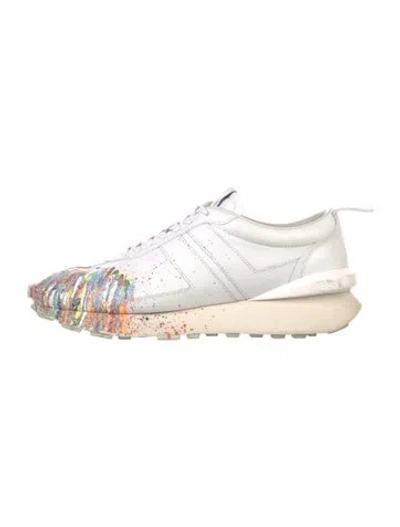 Pre-owned Lanvin Leather Printed Sneakers In White