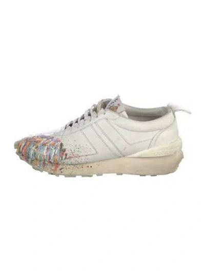Pre-owned Lanvin Leather Printed Sneakers In White