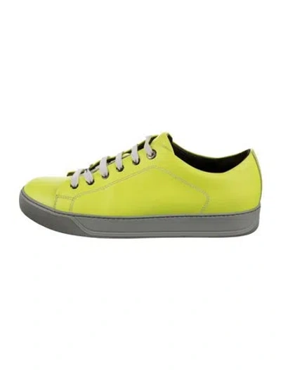 Pre-owned Lanvin Leather Printed Sneakers In Yellow