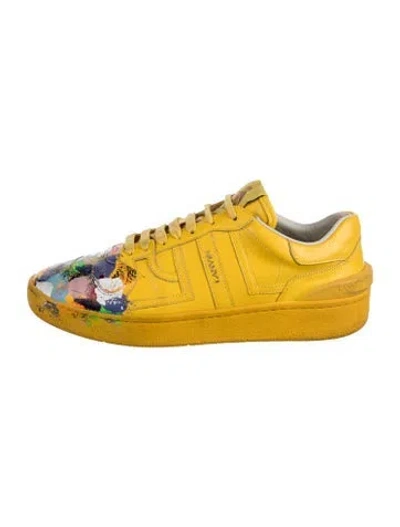 Pre-owned Lanvin Leather Printed Sneakers In Yellow