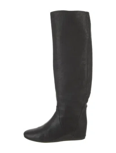 Pre-owned Lanvin Leather Riding Boots In Black