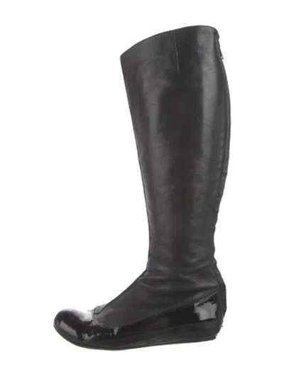 Pre-owned Lanvin Leather Riding Boots In Black