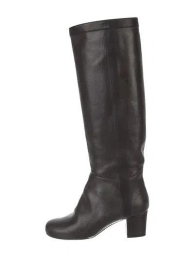 Pre-owned Lanvin Leather Riding Boots In Black