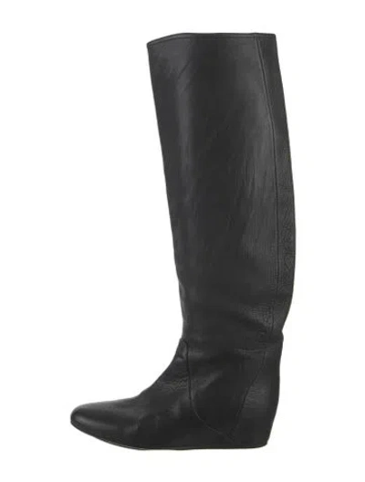 Pre-owned Lanvin Leather Riding Boots In Black