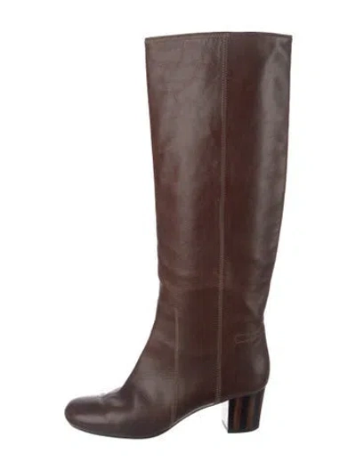 Pre-owned Lanvin Leather Riding Boots In Brown