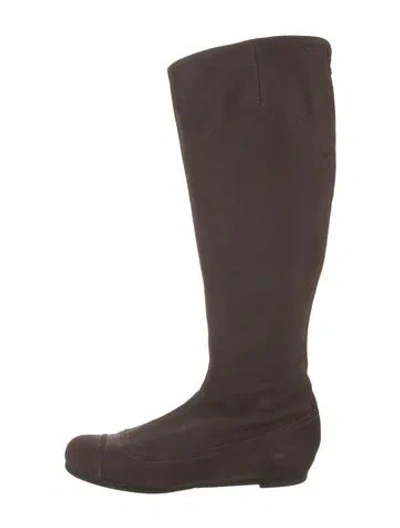 Pre-owned Lanvin Leather Riding Boots In Brown