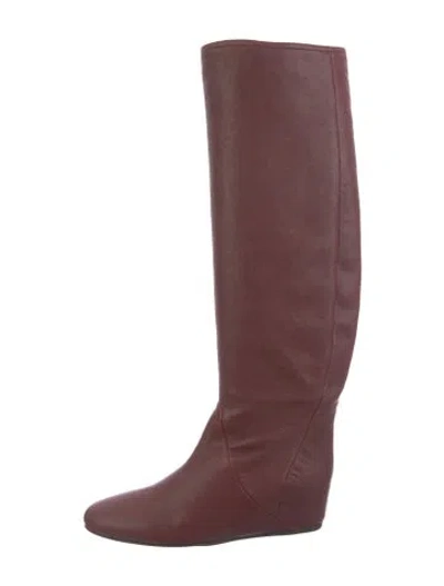 Pre-owned Lanvin Leather Riding Boots In Burgundy