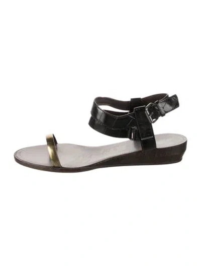 Pre-owned Lanvin Leather Sandals In Black