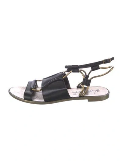 Pre-owned Lanvin Leather Sandals In Black
