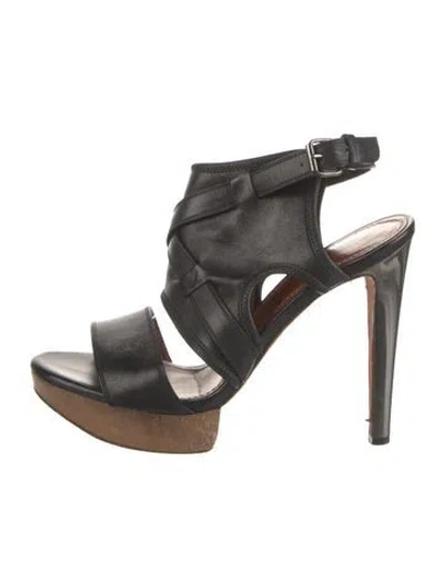 Pre-owned Lanvin Leather Sandals In Black