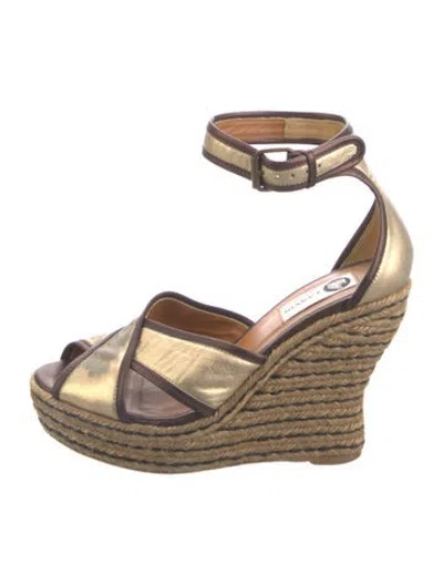 Pre-owned Lanvin Leather Sandals In Brown/gold/metallic