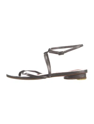 Pre-owned Lanvin Leather Sandals In Grey/metallic