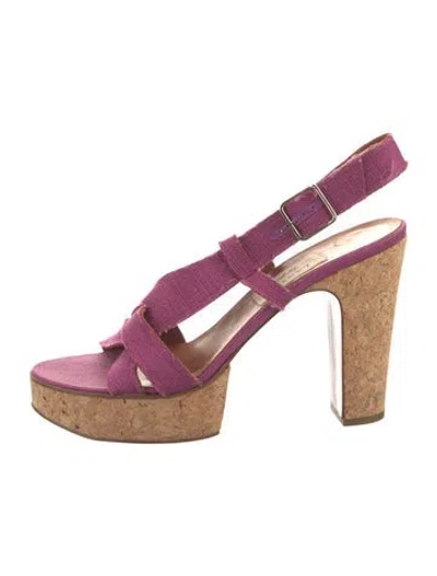 Pre-owned Lanvin Leather Sandals In Pink/purple