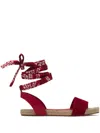 Lanvin Domra Flat Suede Sandals In Red