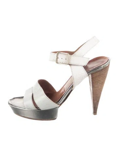 Pre-owned Lanvin Leather Sandals In Silver