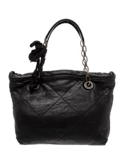 Pre-owned Lanvin Leather Shoulder Bag In Black