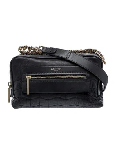 Pre-owned Lanvin Leather Shoulder Bag In Black