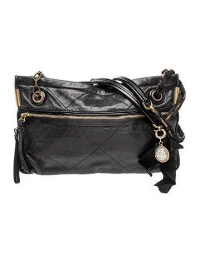 Pre-owned Lanvin Leather Shoulder Bag In Black