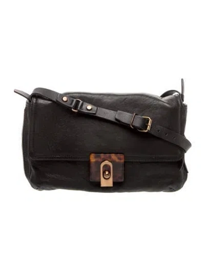 Pre-owned Lanvin Leather Shoulder Bag In Black