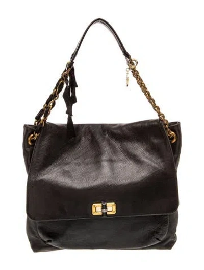 Pre-owned Lanvin Leather Shoulder Bag In Black