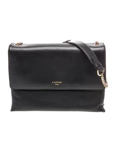 Pre-owned Lanvin Leather Shoulder Bag In Black