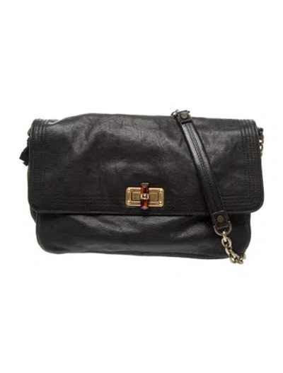 Pre-owned Lanvin Leather Shoulder Bag In Black