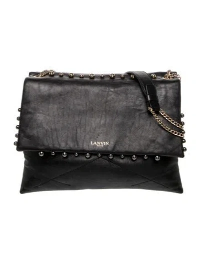 Pre-owned Lanvin Leather Shoulder Bag In Black
