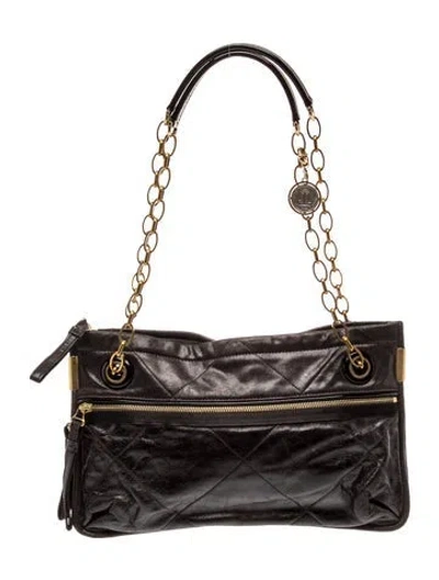 Pre-owned Lanvin Leather Shoulder Bag In Black