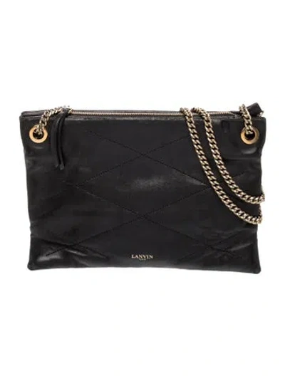 Pre-owned Lanvin Leather Shoulder Bag In Black