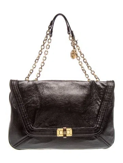 Pre-owned Lanvin Leather Shoulder Bag In Black