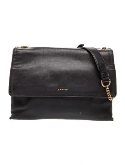 Pre-owned Lanvin Leather Shoulder Bag In Black
