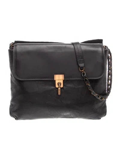 Pre-owned Lanvin Leather Shoulder Bag In Black