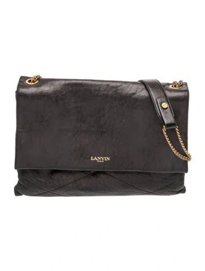 Pre-owned Lanvin Leather Shoulder Bag In Black