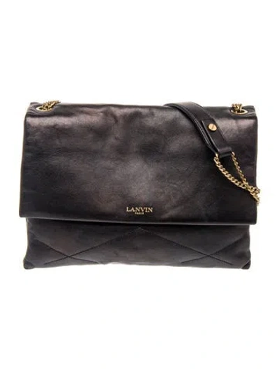 Pre-owned Lanvin Leather Shoulder Bag In Black