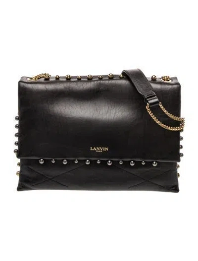 Pre-owned Lanvin Leather Shoulder Bag In Black