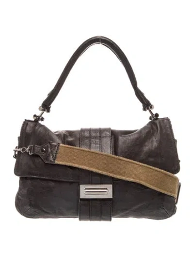 Pre-owned Lanvin Leather Shoulder Bag In Black